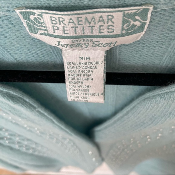 Vintage Braemar Petites Angora Lambswool Cardigan Pearl Detail Sweater sz Medium - Picture 4 of 9